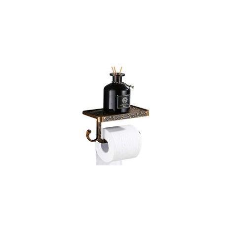 Porte-papier hygiénique mural en aluminium porte-rouleau de salle de bain rétro porte-rouleau de papier toilette avec support pour téléphone
