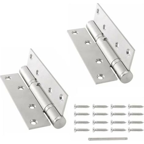 2Pcs Automatic Door Closer with Stop, Silver Door Closer, Adjustable Spring Hinge, Soft Close, Commercial and Residential Use (1/4)