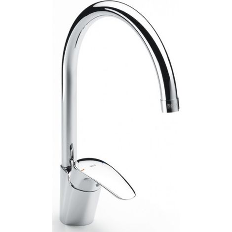 Roca – Mitigeur de lavabo monotrou à bec tube mobile – Finition chromée – Hauteur sous bec 20.6cm – Flexibles d'alimentation inclus – A5A8407C00