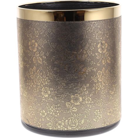 CCYKXADecorative Round Wastebasket Without Lid - Elegant Double-Layer Trash Can for Bathroom, Office, and Home - Vintage and Practical Design (1/5)