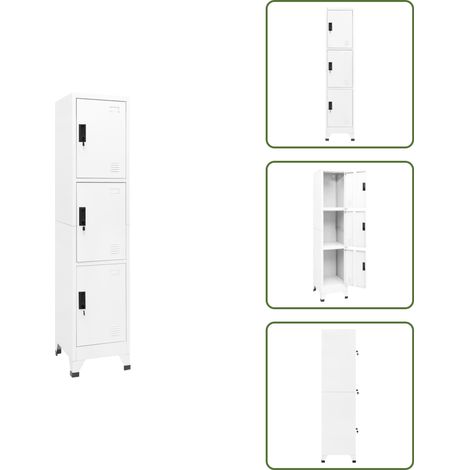 The Living Store Schließfachschrank Weiß 38x45x180 cm Stahl - Schliessfachschrank - Metallschrank - Garderobe - Bürobedarf - Aufbewahrungsbox