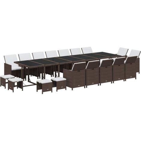 vidaXL Ensemble à manger de jardin coussins 19 pcs Résine tressée