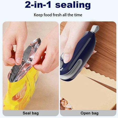 1 unit. Colour: blue. Material: ABS. Mini bag sealing machine, USB rechargeable, portable. (1/5)