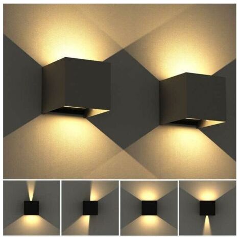 12W Outdoor LED Wall Light 10×10×10cm, With Adjustable Beam Angle Indoor Lighting Fixture Black for Living Room, Garden, Front Door, Corridor, 2 pcs (1/4)