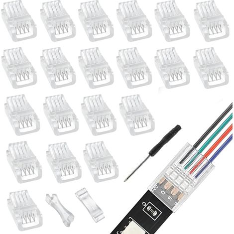 Confezione da 20 connettori LED RGB, 4 pin, 8 mm, per striscia LED RGB 5050