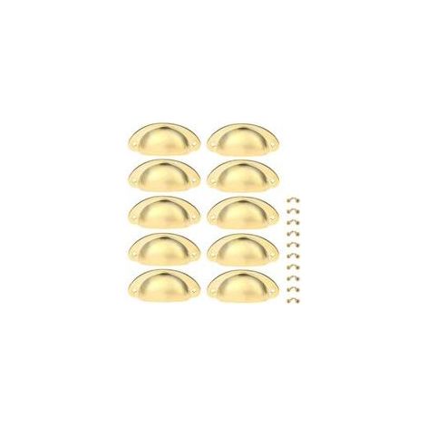 10 maniglie vintage per mobili, realizzate in conchiglie dorate, per cassetti e armadi, 82 mm, viti incluse. (1/5)