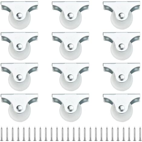 Lot de 12 roulettes fixes de 25 mm Petites roulettes de meubles Petites roulettes en caoutchouc Roulettes de chariot non pivotantes Roulettes en plastique Roulettes de tiroir directionnelles pour le r