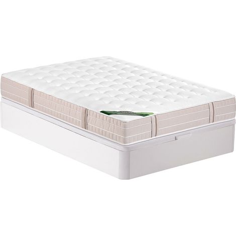 Set 160 x 200 cm rete contenitore bianca + materasso a molle insacchettate 5 zone memory foam e tessuto anti-cimici del letto sp.24 cm - VIREVO di NATUREA
