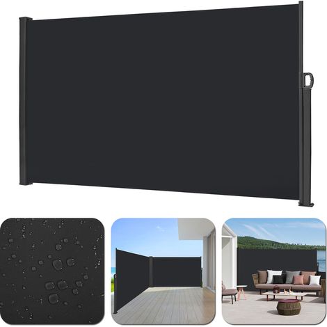 AUFUN Store latéral extensible 200 x 300 cm, protection solaire pour balcon, terrasse, jardin, camping, store pare-vent en polyester, anthracite (1/5)