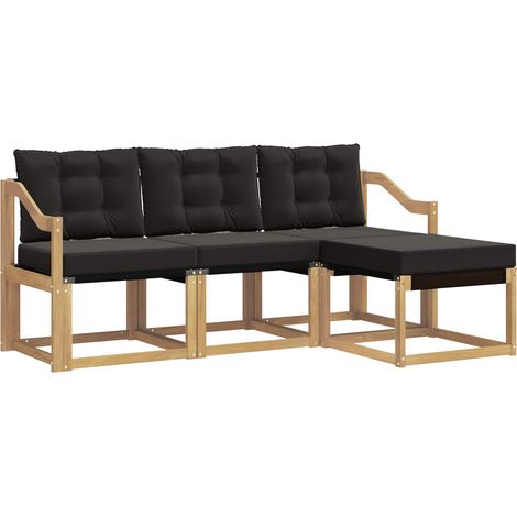 Outdoor Sofa Set with Cushion 4 pcs White and Black vidaXL (1/5)
