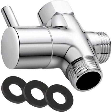 G1/2" 3 Voies Soupape, Valve 3 voies en laiton massif Douchette Composants de Douche Raccord universels Finition Chromée (1/5)