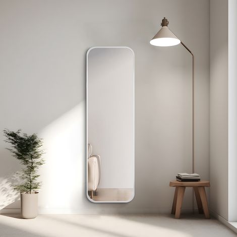 Heilmetz – Miroir sur pied pleine longueur 120x37 cm – Verre trempé haute définition – Cadre en aluminium résistant – Installation murale ou autoportante (1/5)
