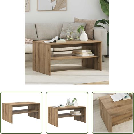 Bois d'ingénierie - Table basse Chêne artisanal 80 x 50 x 40 cm Bois d'ingénierie (1/5)