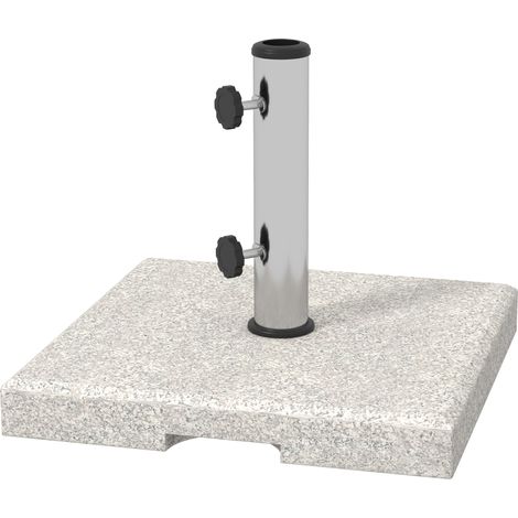 Base per Ombrellone da Giardino 25kg 38x38x38 cm in Granito e Acciaio Inox Grigia (1/5)