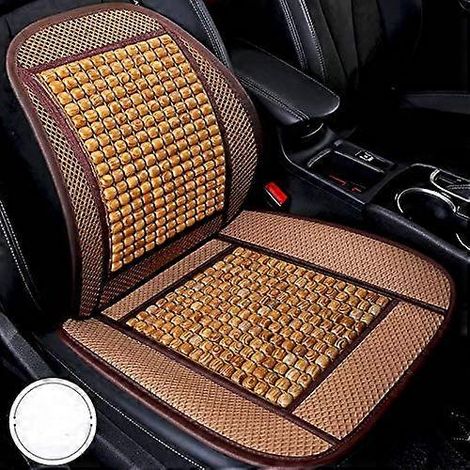 Les coussins de siège auto en billes de bois beiges offrent un soutien ferme et un confort optimal, avec un design discret. (1/5)