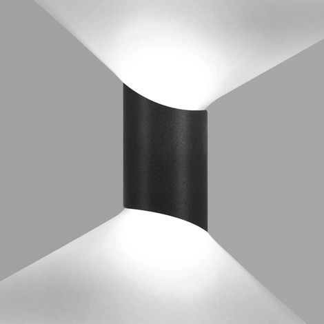 Luminaire mural LED 10W étanche moderne, projecteur aluminium noir 6000K, applique extérieure/intérieure, éclairage haut-bas, design épuré, idéal terrasse et couloir. (1/5)
