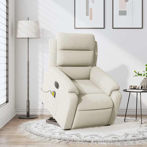 Massagesessel mit Aufstehhilfe Elektrisch Creme Samt (1/5)