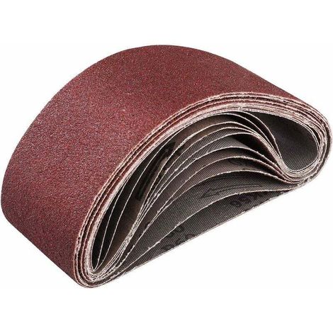 Bande Abrasive 75 x 457mm Ensemble de Bandes Abrasives 2 X Grain 40/60/80/120/180 Oxyde D'aluminium Papier pour Ponceuses à Bande 10 Pièces (1/5)
