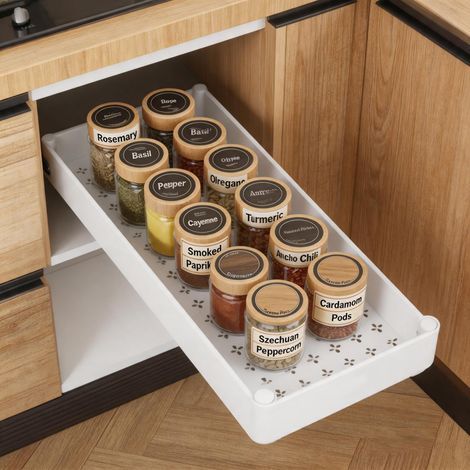 Organisateur de Tiroir à un Niveau – 37,5x13x5 cm Petite Taille, Porte-Rangement Coulissant avec Glissières Silencieuses, Gain de Place pour Placard de Cuisine (1/5)