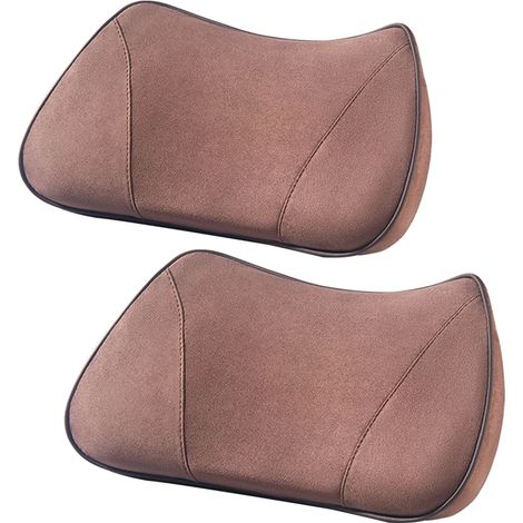 (Café 2 pièces) Rehausseur de siège auto 2 en 1 universel pour conducteur, coussin lombaire en mousse à mémoire de forme, coussin inclinable en suédine, hauteur de siège réglable (1/5)