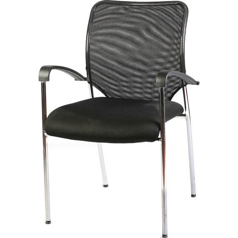Sedia Attesa da Ufficio Nera Cromata in Tessuto Traspirante Tosini W 1008G K
