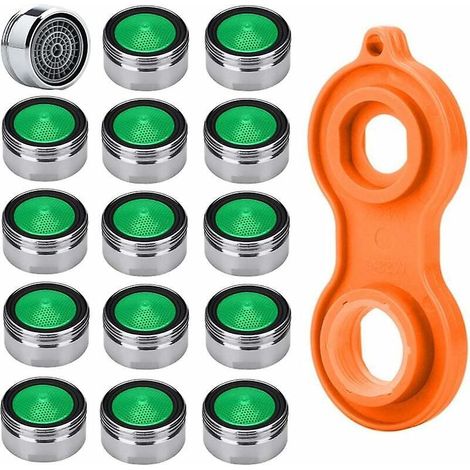 15pcs Mousseur Robinet Economiseur D'eau M24 Embout Brise Jet Robinet Haute Qualit Matriel En Laiton Chrom + 1pc Arateur De Robinet Universel (1/5)