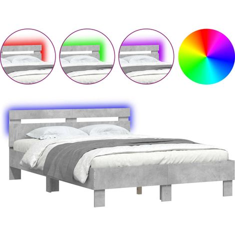 Maison Exclusive - Estructura de cama cabecero y luces LED gris h