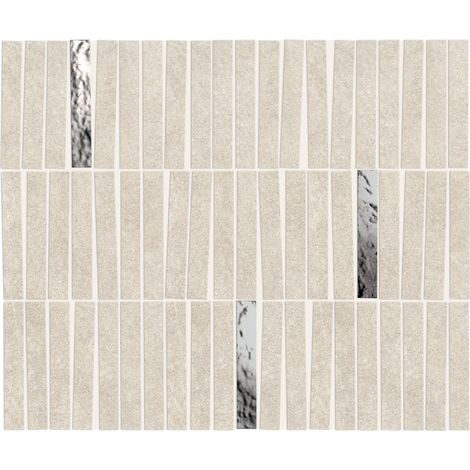Mosaïque effet Pierre Quartzite Blanc 9,6x1,5 cm Minibrick 35x29,2x0,9 cm Mat Venturo - Mur intérieur (vendu par carton de 0,6132 m²) - RO'MA CARRELAGE