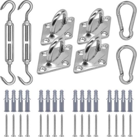 Kit di montaggio per vele ombreggianti LAN – Kit di installazione per vele ombreggianti in acciaio inox 304 da 6 pollici – per il montaggio di vele ombreggianti rettangolari e triangolari per patii e (1/5)