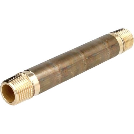 Raccord à visser laiton rouge nipple double 1/2'' x 140 mm