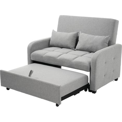 Sofá cama plegable multifuncional con respaldo ajustable, tela gris de algodón y lino, ideal para apartamentos pequeños y residencias de estudiantes. (1/5)