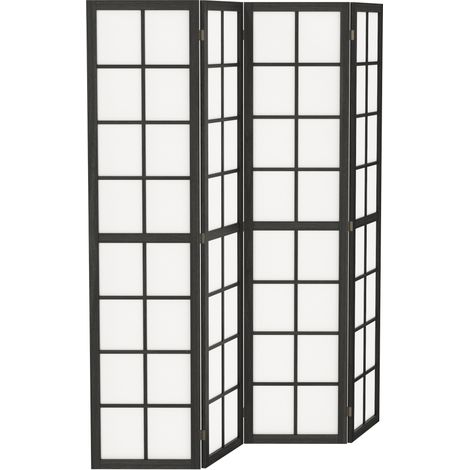 Paravent interieur pliable 4 panneaux 160 x 170 cm séparateur de pièce pour salon chambre à coucher maison, noir (1/5)