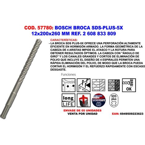 Punta per trapano Bosch sds plus-5x carburo tungsteno 12 mm