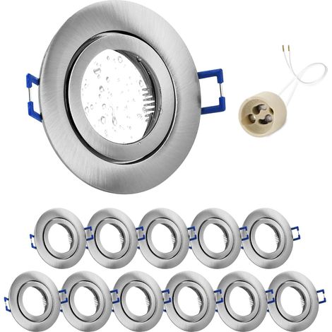 4x Spot LED Encastrable IP65 Cadre Avec Douille GU10, Spots de plafond en Fer Nickel brossé, Rond plat Spots Salle de bain spot cadre d'encastrement 68mm pour extérieur- intérie