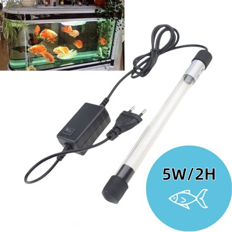 Lampe d'aquarium - Éclairage pour aquarium - Lampe germicide, lampe germicide pour aquarium, lampe de plongée, élimination des algues par ultraviolets, inhibe les bactéries (5 W) (1/5)