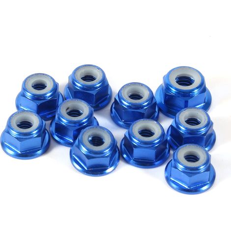 10Pcs M4 Nylon Insert SelfLock Aluminum Nuts Hex Lock Nut  Royal Blue