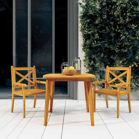 Ensemble à manger de jardin 3 pcs-Salon de jardin Bois d'acacia solide (1/5)