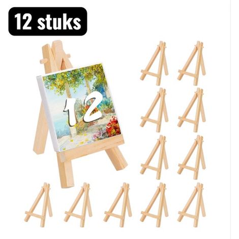 Lot de 12 chevalets - 8 x 15 cm - Mini chevalet trépied multifonctionnel en bois - Support de bureau pour photos, dessins d'enfants et smartphone - Accessoire de bureau décoratif et pratique