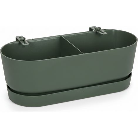 Jardinière de Balcon avec Réservoir d'Eau Pot de Fleurs Suspendu Design Moderne Vert Feuille Ø 25 cm - PANGIVO (1/5)