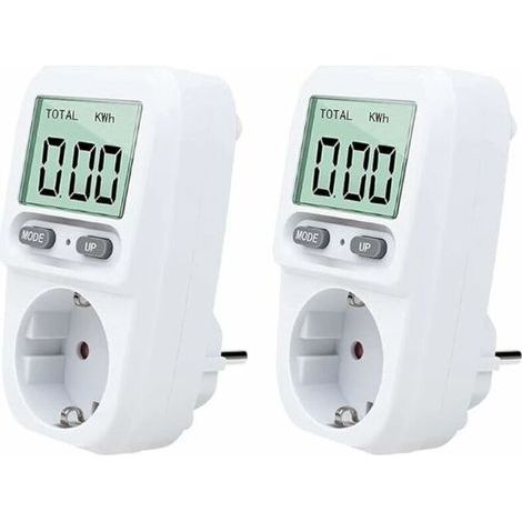2PC Plug-in Wattmeter, Smart Portable Power Meter with LCD Display, Overload Protection, 3680W Maximum Power, for Home Use (1/5)
