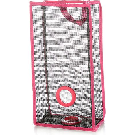 Sac de rangement suspendu réutilisable en filet pour légumes, fruits, ail, déchets (Rose rouge L)