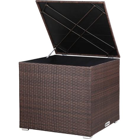 CASARIA® Polyrattan Garden Cushion Storage Box With Lid 318 Litres 75x75x70cm Brown (1/5)