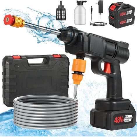 Nettoyeur haute pression sans fil 48 V avec godet en mousse et divers accessoires pour un nettoyage professionnel (1/5)
