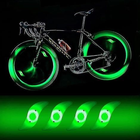 4 x LED-Fahrradspeichenlichter, wasserdichte LED-Fahrradspeichenlichter mit 3 Blinkmodi, LED-Fahrradspeichenlampen für Erwachsenen- und Kinderfahrräder – Rot-Green