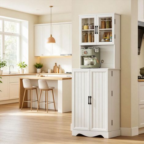 Buffet de cuisine 4 portes 8 porte-épices plan de travail étagères réglables rangement pratique (1/4)