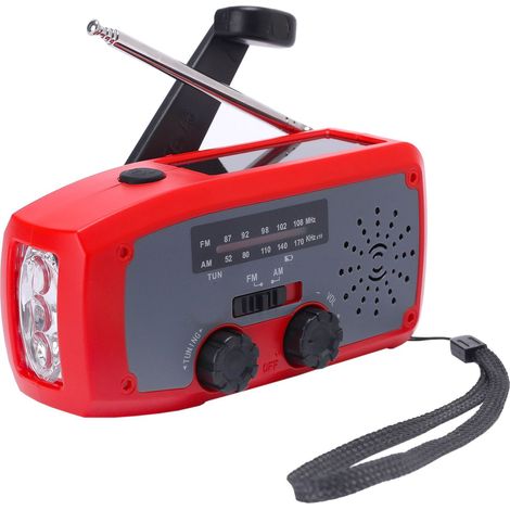 Filiyano – lampe torche LED pour – Radio d'urgence à cellules solaires, AM/FM, à manivelle, 2000 MAH avec lampe torche LED pour une utilisation en (1/5)