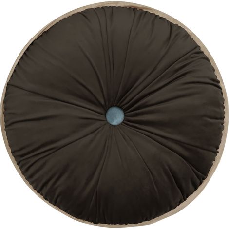 VERCART Runde Getuftete Knöpfe Bett Deko Kissen Kürbis Plissee Sofakissen Stuhlkissen Samt,Kaffee,38x38x8cm