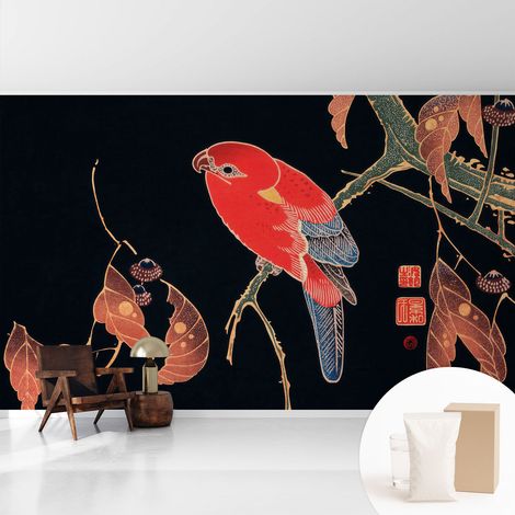 Tapete Vliestapete mit Kleber für Wohnzimmer Schlafzimmer Küche - Wanddekoration Exotischer Vogel 416x254 cm (1/5)