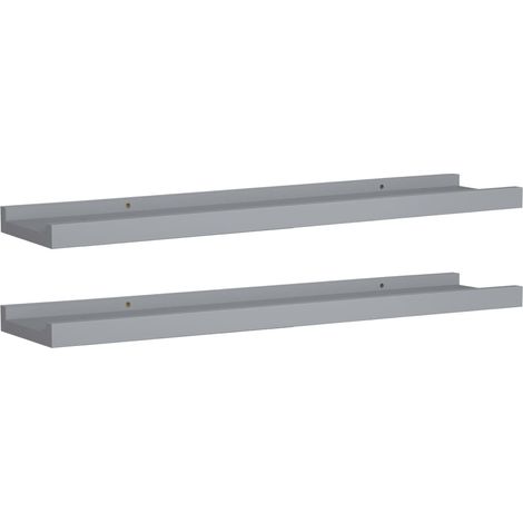 Lot de 2 Étagères murales de Rangement,Étagère Modernes à rebord pour cadre photo Gris 60x9x3 cm MDF - DH30920 (1/5)