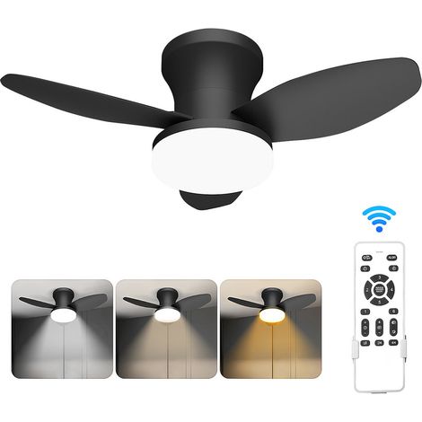 Ventilateur de plafond LED 2-en-1 avec lumière et télécommande – Super silencieux, 6 vitesses, luminosité réglable, minuterie, moteur DC réversible pour chambre
